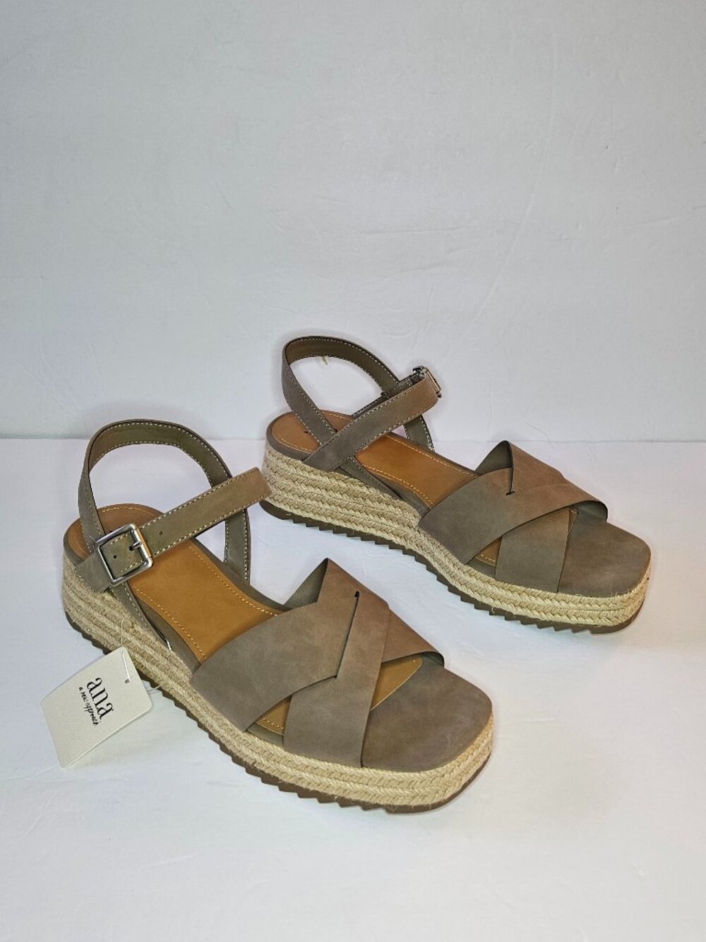a.n.a Taupe Espadrille Platform Sandals Size 9